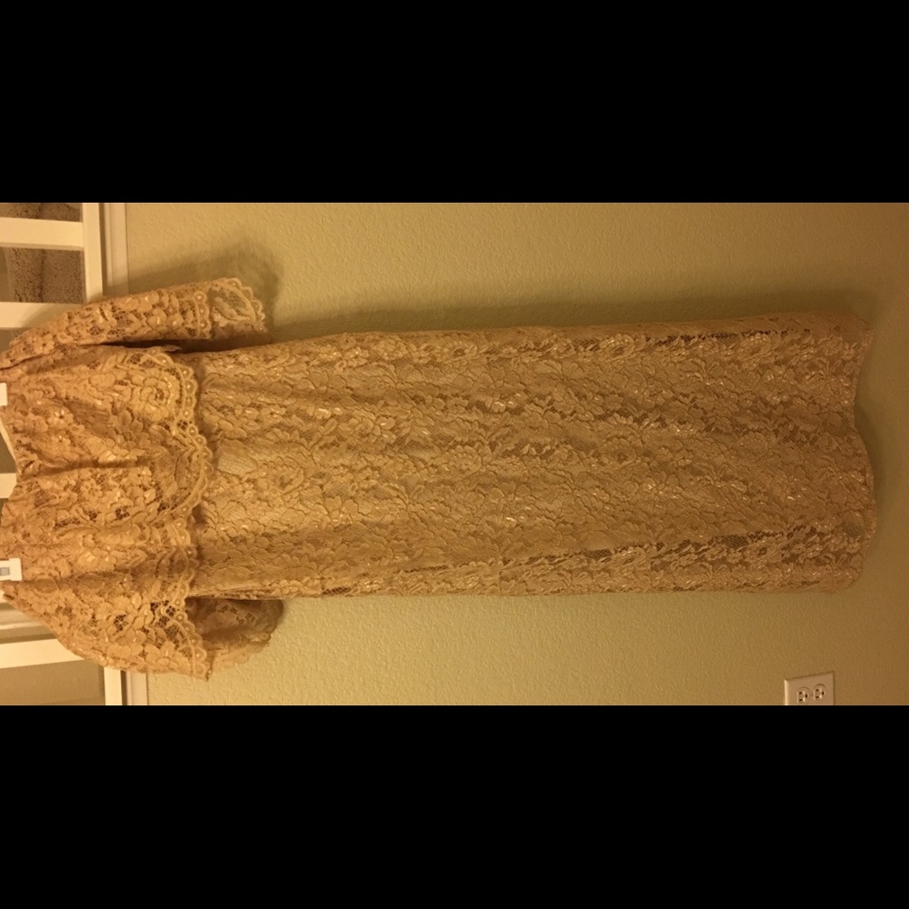 Lace off the shoulder gown